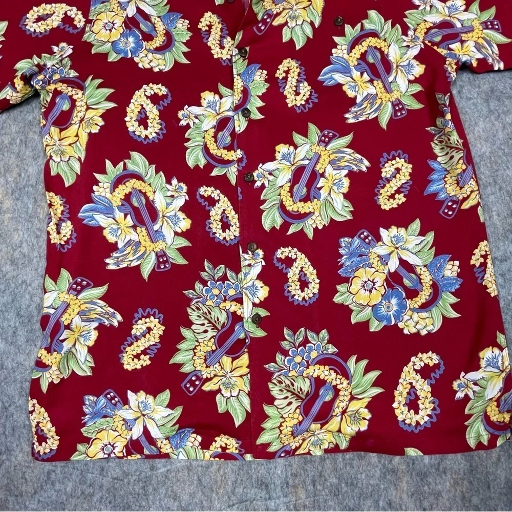 Polo Ralph Lauren Floral Lei Ukulele Hawaiian Preppy Summer Fun Camp Shirt Sz M